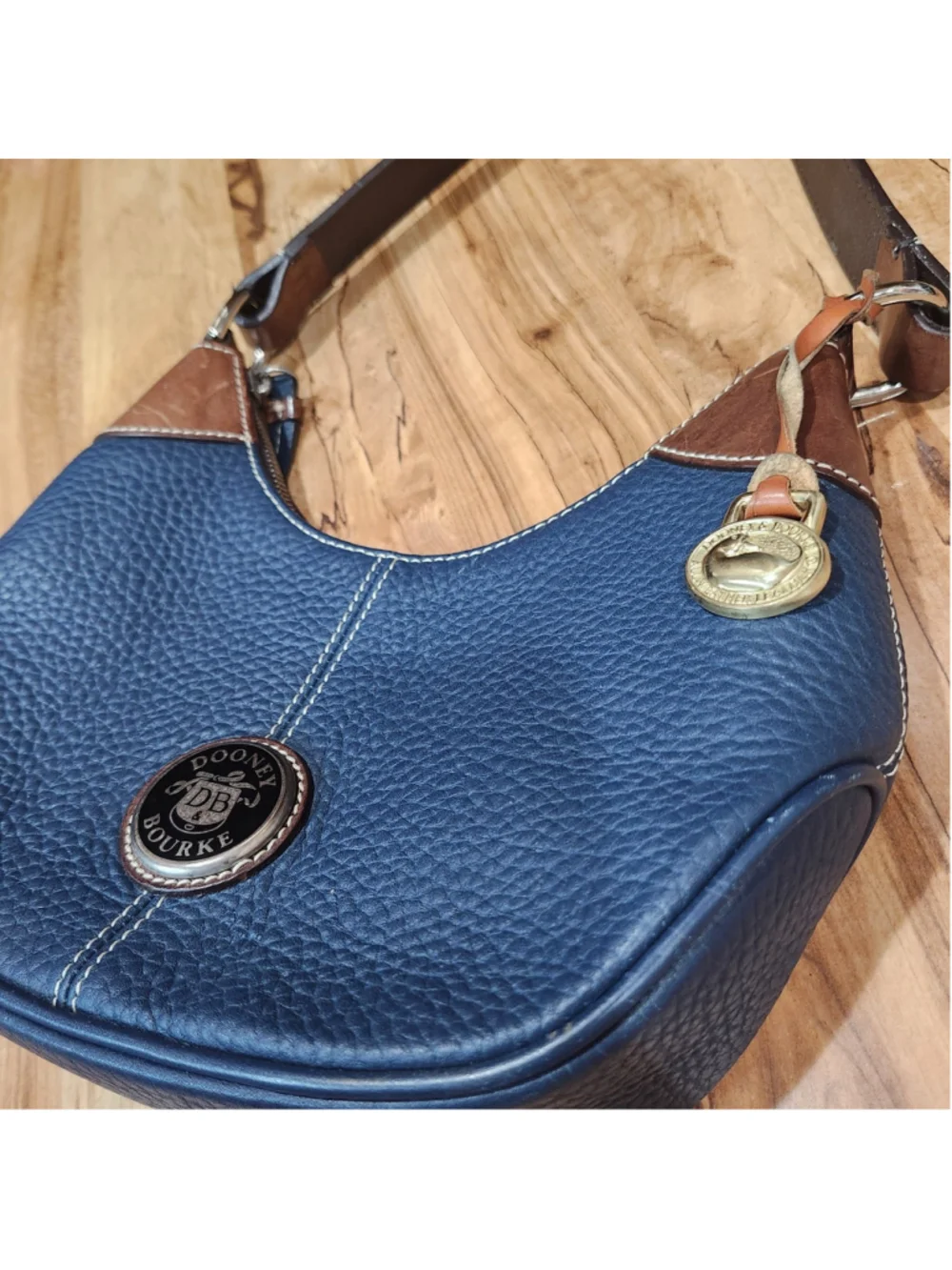 Dooney & Bourke Blue Pebbled Leather Hobo Bag